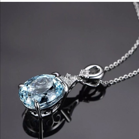 New Light blue natural stone necklace pendant - Picture 3 of 8